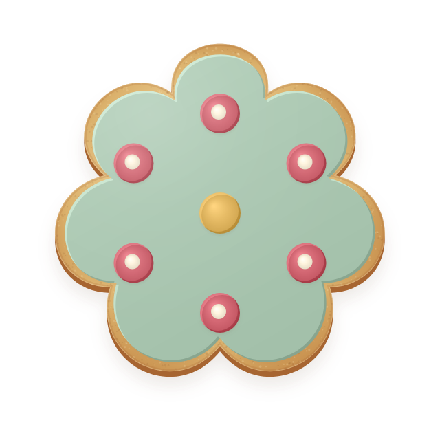 A flower cookie with soft green and pink icing